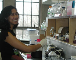 Biochem student in lab