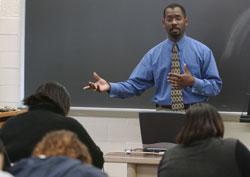 Professor teaching class