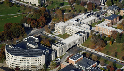Arial view of Torgersen Hall